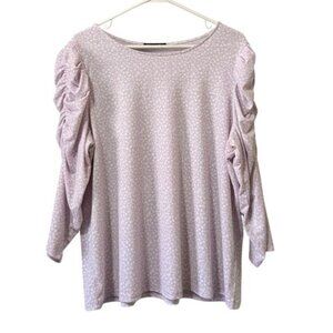 Adrianna Papell Women Size XL Blouse Runched Sleeves Stretch Floral Cottagecore